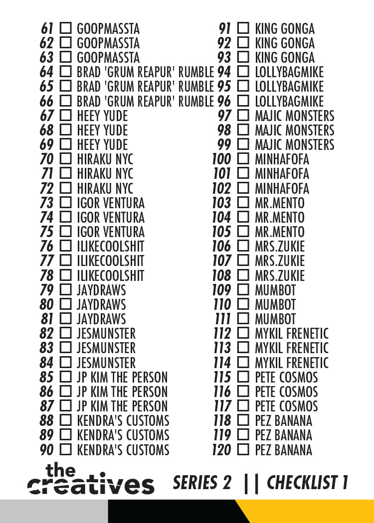 Checklist Series 2 - Digital Download – The Creatives : TCP